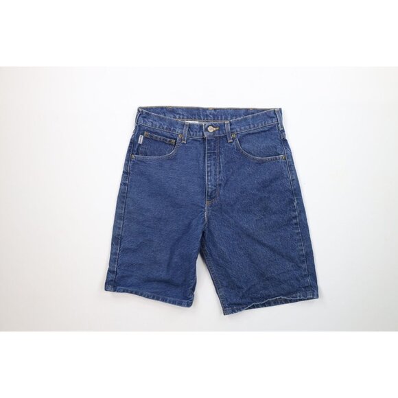 Vintage Carhartt Mens 32 Faded Spell Out Denim Jean Shorts Jorts Blue Cotton